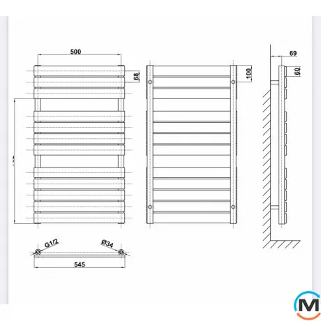 Дизайнерський сушка для рушників ARTTIDESIGN Vence 12/952 чорний матовий, фото , зображення 2