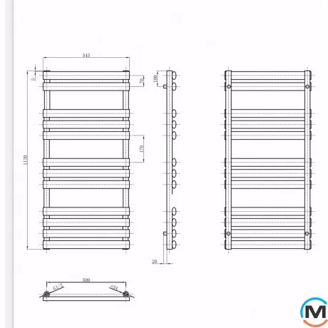 Дизайнерський сушка для рушників ARTTIDESIGN Miramar 12/1130 білий матовий, Колір: Білий, Висота (мм): 1130, Кількість секцій: 12, фото , зображення 2
