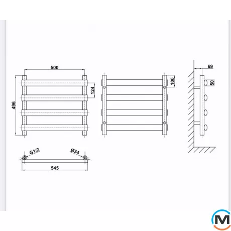 Дизайнерский полотенцесушитель ARTTIDESIGN Menton 4/496 белый матовый, Цвет: Белый, Высота (мм): 496, Кол-во секций: 4, фото , изображение 2