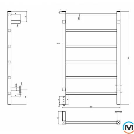 Електричний сушка для рушників ARTTIDESIGN Arras 6 500/800, фото , зображення 4