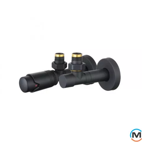 Комплект дизайн кранів ARTTIDESIGN з термоголовкою 1/2” x 1/2” чорний матовий, Колір: Чорний, фото 