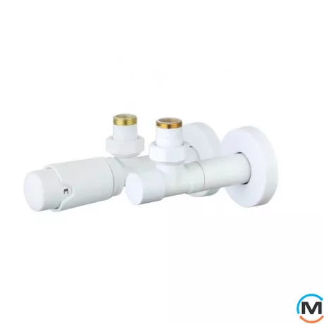 Комплект дизайн кранів ARTTIDESIGN із термоголовкою 1/2” x 1/2” білий матовий, Колір: Білий, фото 