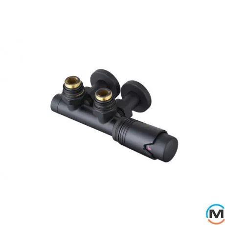 Термостатичний комплект ARTTIDESIGN для нижнього підключення 1/2 50мм "БІНОКЛЬ" чорний матовий, Колір: Чорний, фото 