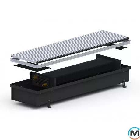 Внутрішньопідлоговий конвектор Carrera 4S2.Black.250.1000.110, Тип конвектора: Без вентилятора, Корпус конвектора: Метал у чорному кольорі, Кількість теплообмінників: 2, Глибина (мм): 110, Ширина (мм): 250, Довжина (мм): 1000, фото 