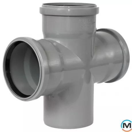 Крестовина канализационная Magnaplast 110/110/110, Вариант: 110/110/110, Вид канализации: Внутренняя, Тип канализации: Простая, Градус (град.): 90, Диаметр (мм): 100, Материал: Полипропилен PPR, фото 