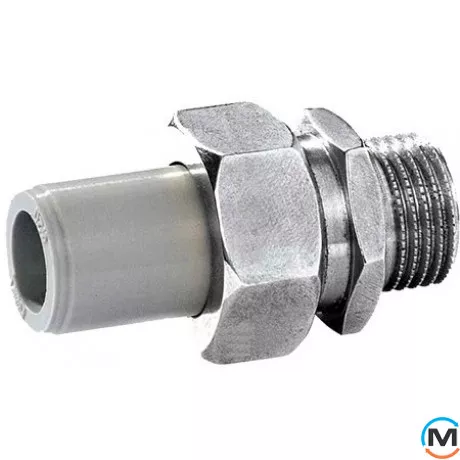 Полипропиленовый соединитель разборный с мет.нипелем 20 х 1/2 "С KAN ppr, Тип резьбы: Наружная, Диаметр резьбы: 1/2", Диаметр (мм): 20, фото 