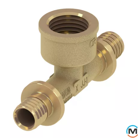 Трійник TECE з внутрішнім різьбленням 20 (18) х 1/2 "х 20 (18), Тип різьблення: Внутрішня, Діаметр різьблення: 1/2", Діаметр (мм): 20, Робочий тиск (бар): 10, Матеріал: Латунь, фото 