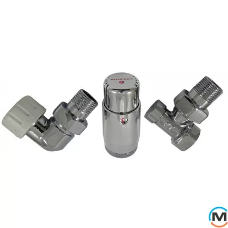 Комплект термостатический Schlosser standart mini, хром, осевой левый, Диаметр резьбы: 1/2", Исполнение: Торцевой левый, Цвет: Хром, Нулевое положение: Нет, Присоединение: М30х1,5, фото 
