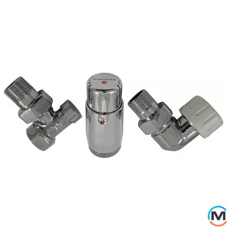 Комплект термостатический Schlosser standart mini, хром, осевой правый, Диаметр резьбы: 1/2", Исполнение: Торцевой правый, Цвет: Хром, Нулевое положение: Нет, Присоединение: М30х1,5, фото 