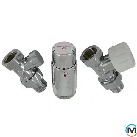 Комплект термостатический Schlosser standart mini, хром, прямой, Диаметр резьбы: 1/2", Исполнение: Прямой, Цвет: Хром, Нулевое положение: Нет, Присоединение: М30х1,5, фото 