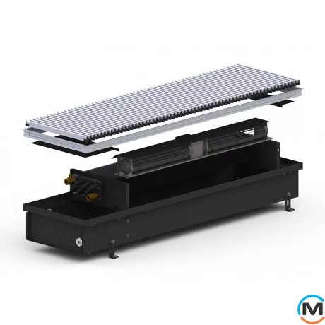 Внутрішньопідлоговий конвектор Carrera 4SV2.Black.295.750.120, Тип конвектора: З вентилятором, Корпус конвектора: Метал у чорному кольорі, Кількість теплообмінників: 2, Глибина (мм): 120, Ширина (мм): 295, Довжина (мм): 750, фото 