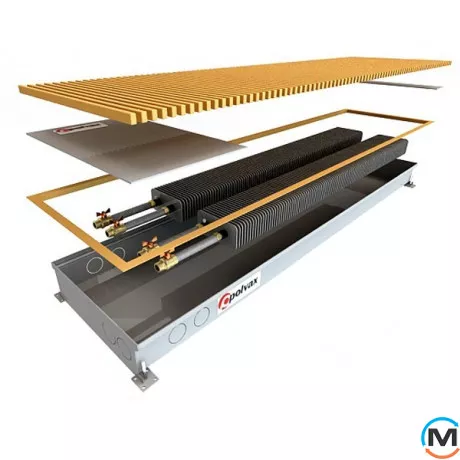 Внутрішньопідлоговий конвектор Polvax KE.300.1250.65, Тип конвектора: Без вентилятора, Корпус конвектора: Нержавіюча сталь, Кількість теплообмінників: 1, Глибина (мм): 65, Ширина (мм): 300, Довжина (мм): 1250, фото 