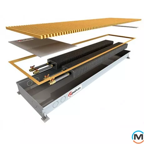 Внутрішньопідлоговий конвектор Polvax KE.300.3000.78, Тип конвектора: Без вентилятора, Корпус конвектора: Нержавіюча сталь, Кількість теплообмінників: 1, Глибина (мм): 78, Ширина (мм): 300, Довжина (мм): 3000, фото 