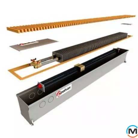 Внутрішньопідлоговий конвектор Polvax KV.160.1000.180, Тип конвектора: З вентилятором, Корпус конвектора: Нержавіюча сталь, Кількість теплообмінників: 1, Напруга вентилятора: 12 V, Глибина (мм): 180, Ширина (мм): 160, Довжина (мм): 1000, фото 