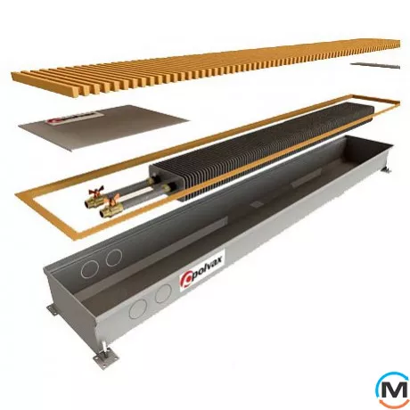 Внутрішньопідлоговий конвектор Polvax KV.PREMIUM.300.1500.90, Тип конвектора: З вентилятором, Корпус конвектора: Нержавіюча сталь, Кількість теплообмінників: 1, Напруга вентилятора: 24 V, Глибина (мм): 90, Ширина (мм): 300, Довжина (мм): 1500, фото 