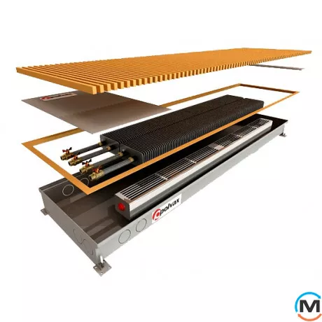 Внутрішньопідлоговий конвектор Polvax KVM.D.PLUS.PREMIUM.380.1500.125, Тип конвектора: З вентилятором, Корпус конвектора: Нержавіюча сталь, Кількість теплообмінників: 2, Напруга вентилятора: 24 V, Глибина (мм): 125, Ширина (мм): 380, Довжина (мм): 1500, фото 