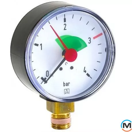 Манометр радиальный Afriso 63мм, 0-4 бар, соед. 1/4", к.т. 2,5 тип HZ для отопления, фото 