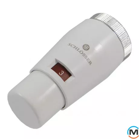 Термостатическая головка Schlosser MINI белая M30X1,5, Исполнение: Механическая, Цвет: Белый-Красный, Нулевое положение: Нет, Присоединение: М30х1,5, фото 