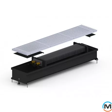 Внутрішньопідлоговий конвектор Carrera C.Black.230.1500.120, Тип конвектора: Без вентилятора, Корпус конвектора: Метал у чорному кольорі, Кількість теплообмінників: 1, Глибина (мм): 120, Ширина (мм): 230, Довжина (мм): 1500, фото 