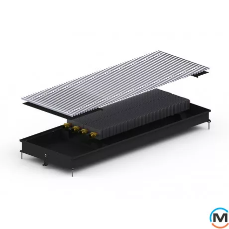 Внутрішньопідлоговий конвектор Carrera C2.Black.380.1500.65, Тип конвектора: Без вентилятора, Корпус конвектора: Метал у чорному кольорі, Кількість теплообмінників: 2, Глибина (мм): 65, Ширина (мм): 380, Довжина (мм): 1500, фото 