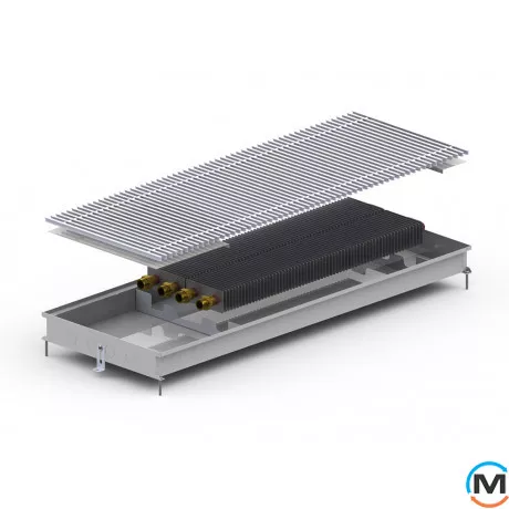 Внутрішньопідлоговий конвектор Carrera C2.Inox.380.750.65, Тип конвектора: Без вентилятора, Корпус конвектора: Нержавіюча сталь, Кількість теплообмінників: 2, Глибина (мм): 65, Ширина (мм): 380, Довжина (мм): 750, фото 