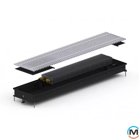 Внутрішньопідлоговий конвектор Carrera C.Black.230.2000.65, Тип конвектора: Без вентилятора, Корпус конвектора: Метал у чорному кольорі, Кількість теплообмінників: 1, Глибина (мм): 65, Ширина (мм): 230, Довжина (мм): 2000, фото 