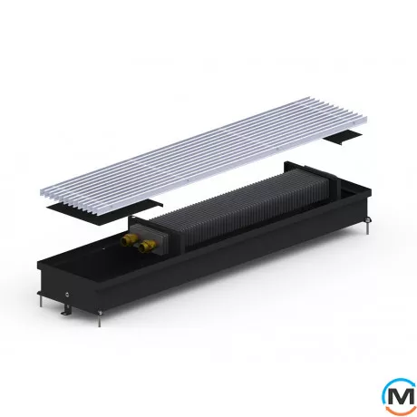 Внутрішньопідлоговий конвектор Carrera C.Black.230.1000.90, Тип конвектора: Без вентилятора, Корпус конвектора: Метал у чорному кольорі, Кількість теплообмінників: 1, Глибина (мм): 90, Ширина (мм): 230, Довжина (мм): 1000, фото 