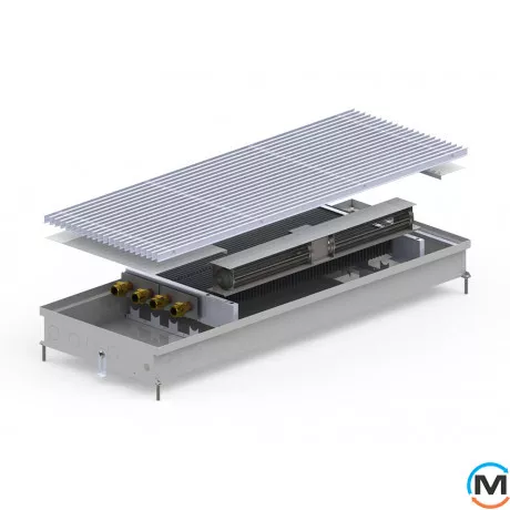 Внутрипольный конвектор Carrera CV2.Inox.380.1500.90, Тип конвектора: С вентилятором, Корпус конвектора: Нержавеющая сталь, Кол-во теплообменников: 2, Глубина (мм): 90, Ширина (мм): 380, Длина (мм): 1500, фото 