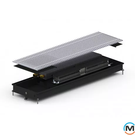 Внутрішньопідлоговий конвектор Carrera CV.Black.300.750.65, Тип конвектора: З вентилятором, Корпус конвектора: Метал у чорному кольорі, Кількість теплообмінників: 1, Глибина (мм): 65, Ширина (мм): 300, Довжина (мм): 750, фото 