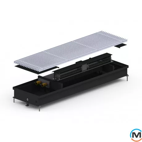 Внутрішньопідлоговий конвектор Carrera CV.Black.250.1000.90, Тип конвектора: З вентилятором, Корпус конвектора: Метал у чорному кольорі, Кількість теплообмінників: 1, Глибина (мм): 90, Ширина (мм): 250, Довжина (мм): 1000, фото 