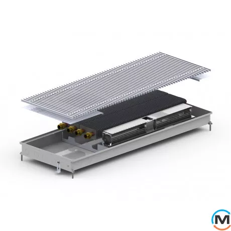 Внутрішньопідлоговий конвектор Carrera CV2.Inox.380.750.65, Тип конвектора: З вентилятором, Корпус конвектора: Нержавіюча сталь, Кількість теплообмінників: 2, Глибина (мм): 65, Ширина (мм): 380, Довжина (мм): 750, фото 