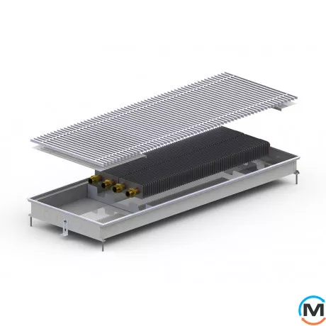 Внутрішньопідлоговий конвектор Carrera M2.Inox.380.2500.65, Тип конвектора: Без вентилятора, Корпус конвектора: Нержавіюча сталь, Кількість теплообмінників: 2, Глибина (мм): 65, Ширина (мм): 380, Довжина (мм): 2500, фото 