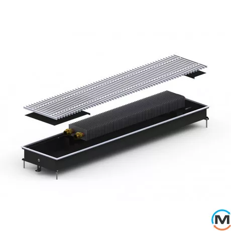 Внутрішньопідлоговий конвектор Carrera M2.Black.380.1750.65, Тип конвектора: Без вентилятора, Корпус конвектора: Метал у чорному кольорі, Кількість теплообмінників: 2, Глибина (мм): 65, Ширина (мм): 380, Довжина (мм): 1750, фото 