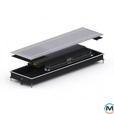 Внутрішньопідлоговий конвектор Carrera MV.Black.250.2000.65, Тип конвектора: З вентилятором, Корпус конвектора: Метал у чорному кольорі, Кількість теплообмінників: 1, Глибина (мм): 65, Ширина (мм): 250, Довжина (мм): 2000, фото 