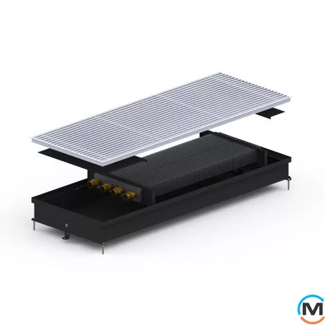 Внутрішньопідлоговий конвектор Carrera S2.Black.380.3000.120, Тип конвектора: Без вентилятора, Корпус конвектора: Метал у чорному кольорі, Кількість теплообмінників: 2, Глибина (мм): 120, Ширина (мм): 380, Довжина (мм): 3000, фото 