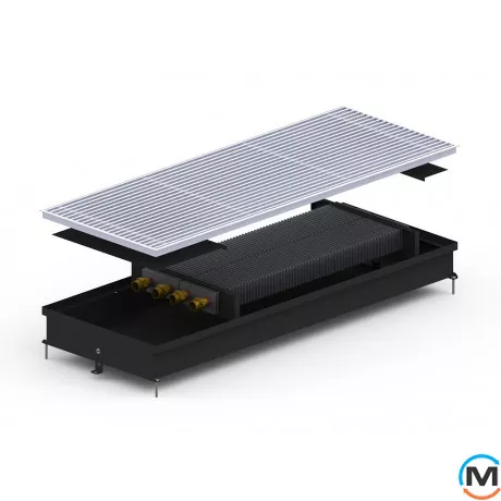 Внутрипольный конвектор Carrera S2.Black.380.3000.90, Тип конвектора: Без вентилятора, Корпус конвектора: Металл в черном цвете, Кол-во теплообменников: 2, Глубина (мм): 90, Ширина (мм): 380, Длина (мм): 3000, фото 