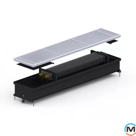 Внутрішньопідлоговий конвектор Carrera S.Black.230.1500.120, Тип конвектора: Без вентилятора, Корпус конвектора: Метал у чорному кольорі, Кількість теплообмінників: 1, Глибина (мм): 120, Ширина (мм): 230, Довжина (мм): 1500, фото 