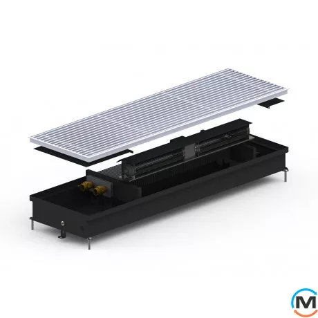 Внутрішньопідлоговий конвектор Carrera SV.Black.250.1000.90, Тип конвектора: З вентилятором, Корпус конвектора: Метал у чорному кольорі, Кількість теплообмінників: 1, Глибина (мм): 90, Ширина (мм): 250, Довжина (мм): 1000, фото 