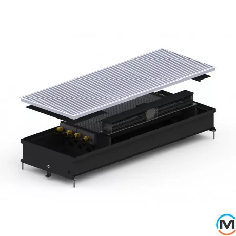 Внутрипольный конвектор Carrera SV2.Black.400.1250.120, Тип конвектора: С вентилятором, Корпус конвектора: Металл в черном цвете, Кол-во теплообменников: 2, Глубина (мм): 120, Ширина (мм): 400, Длина (мм): 1250, фото 