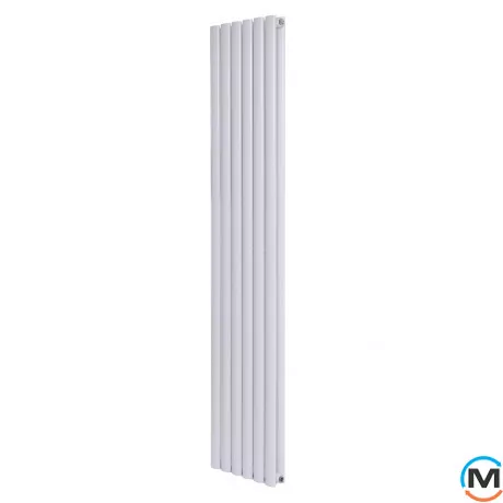 Вертикальный дизайнерский радиатор ARTTIDESIGN Rimini II 6/1800/354/50 белый матовый, Подключение радиатора: Нижнее, Исполнение: Вертикальный, Цвет: Белый, Высота (мм): 1800, Кол-во секций: 6, Длина (мм): 354, Количество рядов: 2, фото 