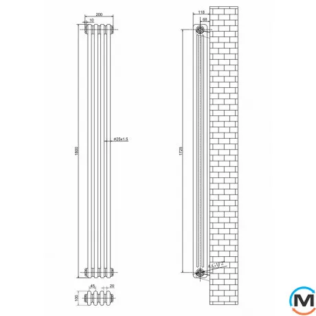 Вертикальный дизайнерский радиатор ARTTIDESIGN Bari III 4/1800/200 белый матовый, Цвет: Белый, фото , изображение 4