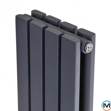Вертикальний дизайнерський радіатор ARTTIDESIGN Terni II 4/1800/236/50 сірий матовий, Підключення радіатора: Нижнє, Колір: Сірий, Кількість секцій: 4, Кількість рядів: 2, Довжина (мм): 236, фото , зображення 4