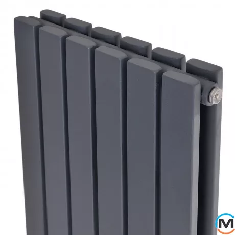 Вертикальний дизайнерський радіатор ARTTIDESIGN Terni II 6/1800/354/50 сірий матовий, Підключення радіатора: Нижнє, Виконання: Вертикальний, Колір: Сірий, Висота (мм): 1800, Кількість секцій: 6, Довжина (мм): 354, Глибина (мм): 99, Кількість рядів: 2, фото , зображення 5