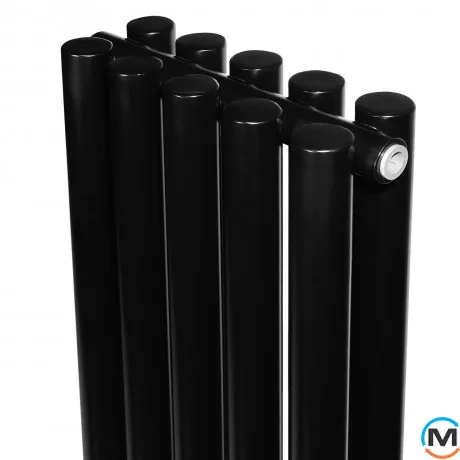 Вертикальний дизайнерський радіатор ARTTIDESIGN Matera II 5/1800/295/50 чорний матовий, Підключення радіатора: Нижнє, Колір: Чорний, Кількість секцій: 5, фото , зображення 2