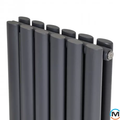 Вертикальный дизайнерский радиатор ARTTIDESIGN Rimini II 6/1800/354/50 серый матовый, Подключение радиатора: Нижнее, Исполнение: Вертикальный, Цвет: Серый, Высота (мм): 1800, Кол-во секций: 6, Длина (мм): 354, Глубина (мм): 103, Количество рядов: 2, фото , изображение 2