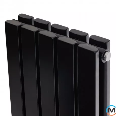 Вертикальний дизайнерський радіатор ARTTIDESIGN Terni II 5/1800/295/50 чорний матовий, Підключення радіатора: Нижнє, Виконання: Вертикальний, Колір: Чорний, Висота (мм): 1800, Кількість секцій: 5, Довжина (мм): 295, Глибина (мм): 99, Кількість рядів: 2, фото , зображення 5