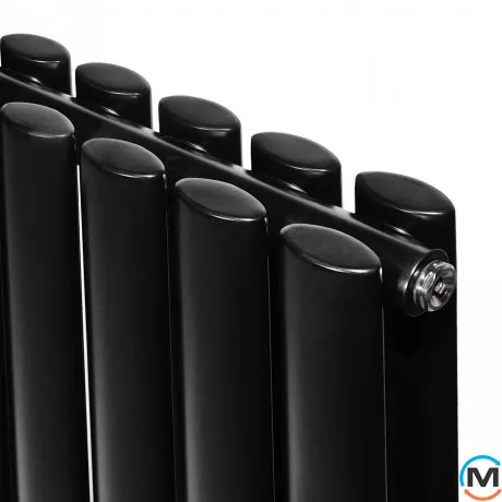 Вертикальный дизайнерский радиатор ARTTIDESIGN Rimini II 5/1800/295/50 черный матовый, Подключение радиатора: Нижнее, Исполнение: Вертикальный, Цвет: Черный, Высота (мм): 1800, Кол-во секций: 5, Длина (мм): 295, Глубина (мм): 103, Количество рядов: 2, фото , изображение 2