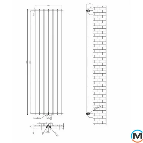 Вертикальний дизайнерський радіатор ARTTIDESIGN Livorno 6/1800/408/50 чорний матовий, Колір: Чорний, Висота (мм): 1800, Глибина (мм): 103, Кількість секцій: 6, Довжина (мм): 408, фото , зображення 3