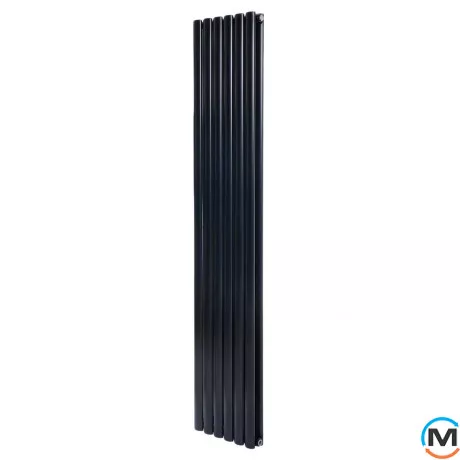 Вертикальный дизайнерский радиатор ARTTIDESIGN Rimini II 6/1800/354/50 черный матовый, Подключение радиатора: Нижнее, Исполнение: Вертикальный, Цвет: Черный, Высота (мм): 1800, Кол-во секций: 6, Длина (мм): 354, Глубина (мм): 103, Количество рядов: 2, фото 