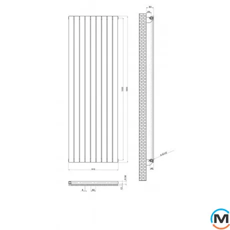 Вертикальний радіатор дизайнерський ARTTIDESIGN Livorno 9/1800/612 білий матовий, Колір: Білий, Висота (мм): 1800, Глибина (мм): 9.3, Кількість секцій: 9, Довжина (мм): 612, фото , зображення 4